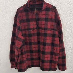 John Wayne Red Plaid Flannel 1/4 Zip Plaid Pullover Farm Winter Jacket